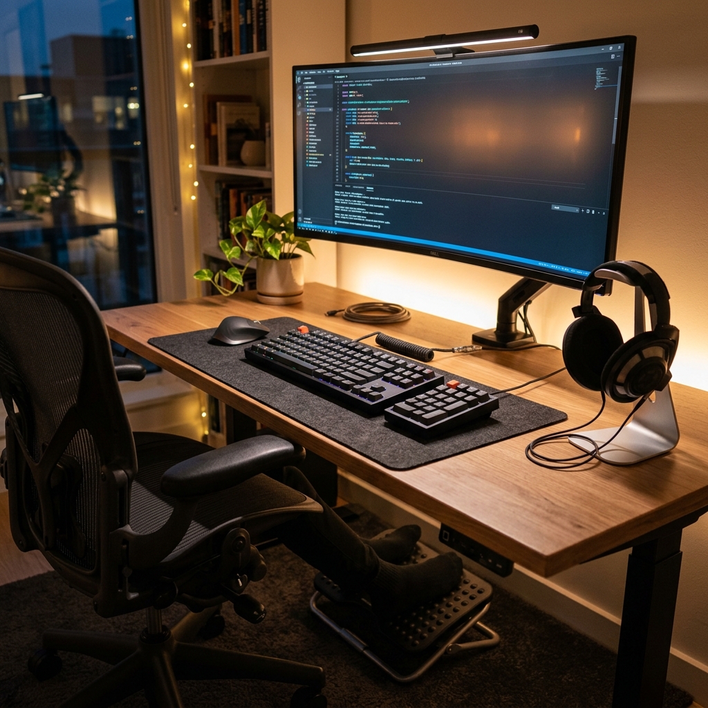 Setup ergonómico de un desarrollador de software
